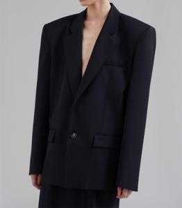 Jas <span class=keywords><strong>Blazer</strong></span> hitam Custom, <span class=keywords><strong>blazer</strong></span> wanita kantor Formal, jas ukuran besar lengan panjang Single Breasted - Product Image 2