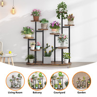Tribesigns support de plante marron d'intérieur à plusieurs niveaux 11 étagère de plantes en pot présentoirs de plantes industrielles pour jardin