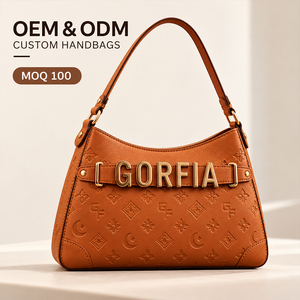 Sac à main en cuir PU gaufré personnalisé pour femme, marron, de haute qualité, sac hobo de luxe, OEM ODM, étiquette privée, vente en gros - Product Image 1