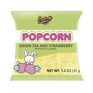 Popcorn oem snack_green chá e sabor de morango 35g_atacado lanches amostra grátis»