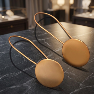 Handmade <b>Solid</b> Metal Brass <b>Earrings</b> 18K Gold Plated Luxury Coin Dangle Hook Designer Women's Fashion Statement Jewelry Party - Product Image 3