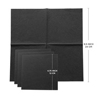 Serviettes de table noires de qualité supérieure pour cocktails, paquet de 300, 2 plis, jetables, en papier, douces et absorbantes, pour bar, restaurant, mariage, fête
