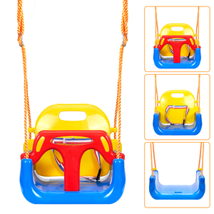 Ensemble de balançoires réglables 3-en-1 pour enfants, harnais de sécurité en corde PE, siège de balançoire anti-retournement pour bébé, pour jardin, aire de jeux, jouet d'extérieur pour enfants - Product Image 1
