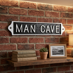 Letrero de Hierro Fundido para Cueva del Hombre, Placa Metálica Rectangular Vintage Industrial para Decoración de Bar o Garaje, Letrero de Aluminio Hecho a Mano para Cueva del Hombre - Product Image 1