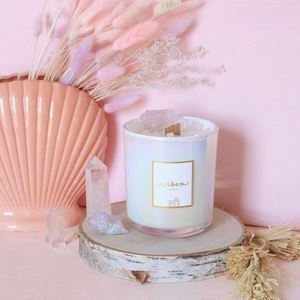 Bocaux à bougies de luxe 12oz 14oz Aura en verre électroplaqué or rose avec couvercle métallique personnalisé pour Noël - Product Image 6
