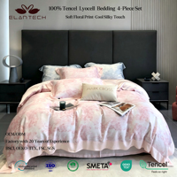Parure de lit et housse de couette 100 % Lyocell rafraîchissante pour l'été, 300 fils au pouce carré