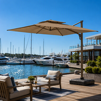 Parasol cantilever contemporain en aluminium thermolaqué avec protection solaire pour mobilier d'extérieur et usage en terrasse