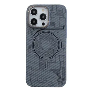 Nouveau Design Mécanique Circuit Motif Antichoc Téléphone Cas Pour iPhone 15 13 14 Pro Max Caméra Cadre En Métal Magnétique Couverture Arrière