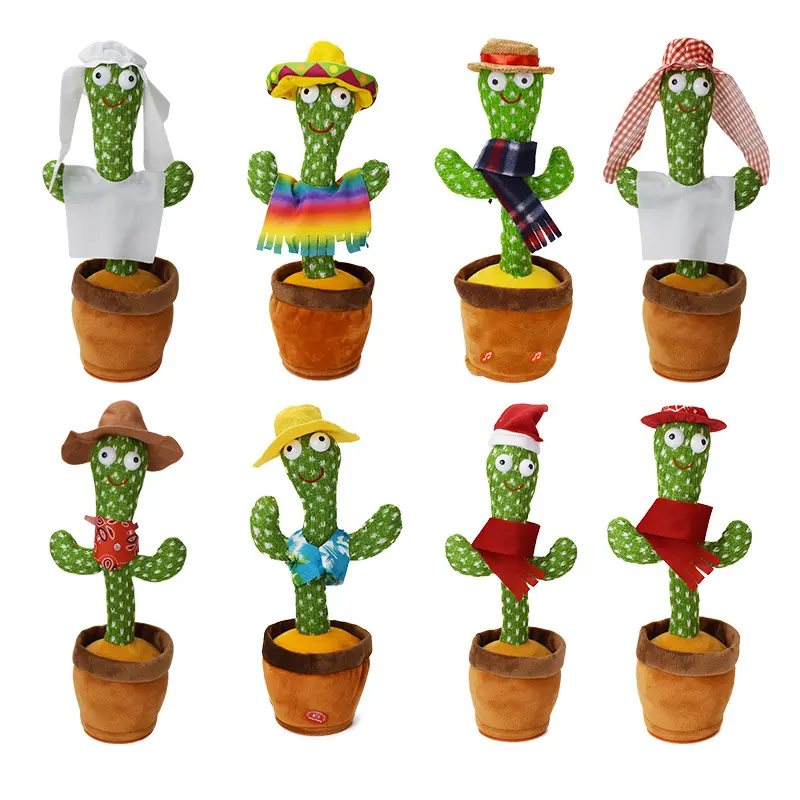 Amazon Hot Sale Electronic Shake Talking Cactus Toy Music Cactus Dancing Singing Plush Doll Talk Toy
