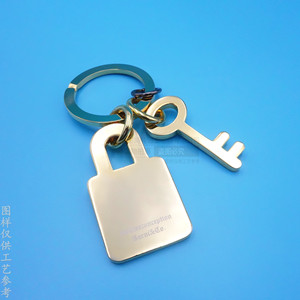 Garni Keychain With Key And <b>Padlock</b> Green Enamel Gold Plated Metal Accessory For Gifts - Product Image 3
