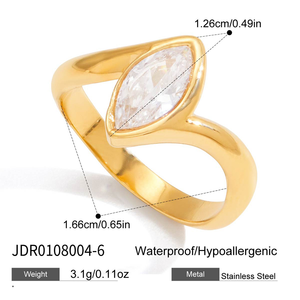 Bague de fiançailles géométrique quadrilatère en acier inoxydable plaqué zircon de style européen-américain pour femme Jeding - Product Image 5