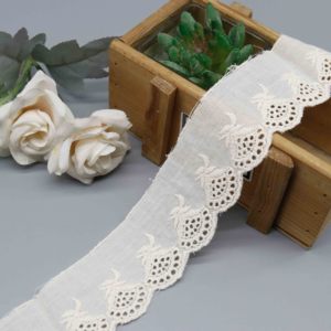 Nastro di <span class=keywords><strong>pizzo</strong></span> Broderie Anglaise colorato all'ingrosso, ricamo smerlato Shabby Chic, <span class=keywords><strong>pizzo</strong></span> di cotone per decorazioni rustiche, cucito e scarpe 3D - Product Image 1