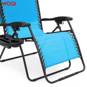 Fauteuil inclinable pliable d'extérieur Woqi, bleu ciel, en acier carbone, pour jardin, camping, chaise de loisirs portable avec porte-gobelet - Product Image 1