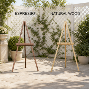 Support de signalisation événementiel en bois Art Déco, chevalet de sol pour panneau de bienvenue et affichage d'art de grande taille - Écologique et durable - Product Image 2