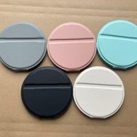 Miroir de poche rond pliable de haute qualité en cuir PU, miroir compact pliable avec logo personnalisé pour filles, femmes, voyages
