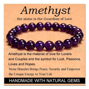 Unisex 8mm quarzo pietra naturale con perline classico modello chiave braccialetto per <span class=keywords><strong>uomo</strong></span> donna carta regalo inclusa - Product Image 4