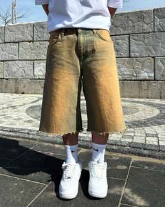 Street Fashion Casual Skater Boy Jorts Wash Whisker Fade Denim <strong>Jeans</strong> Wide <strong>Leg</strong> Half Pant Bottom <strong>Short</strong> Baggy Designer <strong>Jeans</strong> - Product Image 6