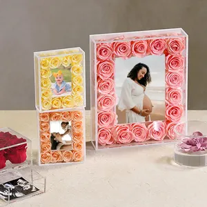 Wholesales Romantic Valentine Day Gifts Real Natural Preserved Enchanted Rose Frame