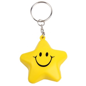 Hot Selling Wholesale Star Shape Key Chain Stress Ball Custom Logo Pu Foam Star Shaped Key Chain