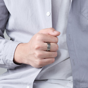 Bague homme rune en acier inoxydable Bague tournante littérature Viking nordique - Product Image 3