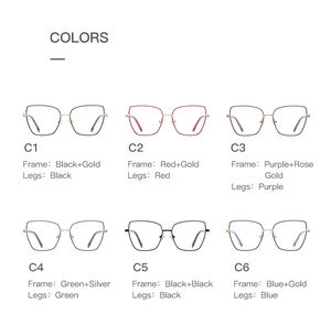 Gafas graduadas ópticas antiluz azul para mujer, montura Molar abierta, cadena de Metal, bisagra de resorte, Ojo de Gato, monturas de ojo de gato - Product Image 5