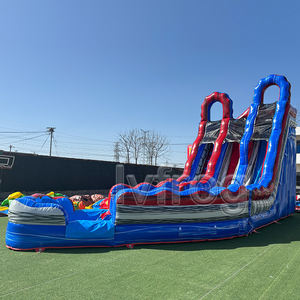 Toboggan aquatique gonflable commercial à deux voies avec <span class=keywords><strong>piscine</strong></span>, PVC haute résistance pour la <span class=keywords><strong>location</strong></span> de fêtes et les événements - Product Image 2