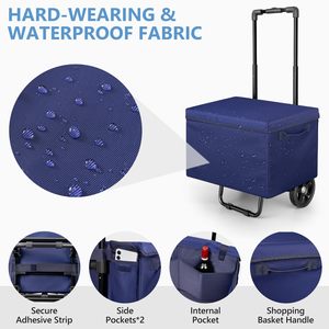 Carrito de Compras Plegable de Plástico PP Resistente con Tapa para Subir Escaleras, Ideal para Supermercado, Equipaje y Camping - Product Image 2