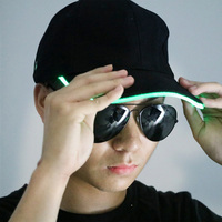 Gorra de Béisbol de 6 Paneles con Luces LED Intermitentes, Unisex, para Fiestas, Talla Ajustable, 100% Lona de Algodón, Ideal para Festivales, Bailes y Eventos