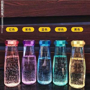 Wholesale Popular Transparent Colorful Diamond Water Bottles 400ML Glass Frosted Sports Water Bottle Handy Cup - Product Image 3