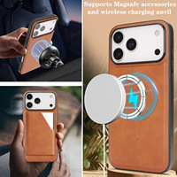 Étui de protection en cuir PU magnétique avec anneau pour iPhone 16/15/14 Pro Max, design professionnel, protection de l'appareil photo, sans fil