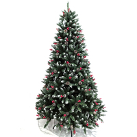 Vente en gros 7ft décoration de noël épais PVC + PE arbre de noël artificiel support en métal pommes de pin baies Natal AlberoDe Navidad