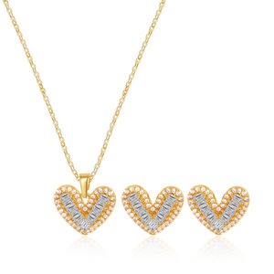 Juego de pendientes de aleación de cobre con forma de corazón, joyería de regalo para mujer - Product Image 3