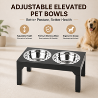 Gamelle surélevée réglable pour chien en acier inoxydable, double distributeur de nourriture pour animaux, support surélevé, alimentation lente, design pliable antidérapant