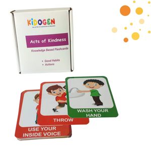 Tarjetas de Memoria Flash KIDOGEN Act of Kindness para Niños |   Tarjetas de aprendizaje sobre buenos hábitos y acciones positivas |   Valores morales y habilidades sociales - Product Image 1