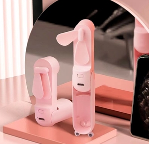 Xách Tay Mini Dễ Thương Phim Hoạt Hình Thiết Kế Mini Gấp Fan Keychain Tay Fan Keychain Với Đèn Pin Mini USB Có Thể Sạc Lại Cầm Tay Fan - Product Image 2