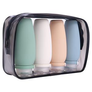 3oz 4 in 1 Silicone Leakproof Travel Silicone Refillable Kit Bottles Shampoo Silicon Toiletry Travel Liquid <strong>Dispenser</strong> Bottle Set - Product Image 1