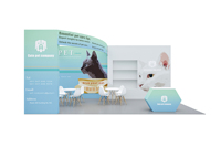 Conception gratuite, portables, faciles à installer et à démonter, et stands réutilisables pour les fournitures pour animaux de compagnie, les cliniques vétérinaires et les cosmétiques.