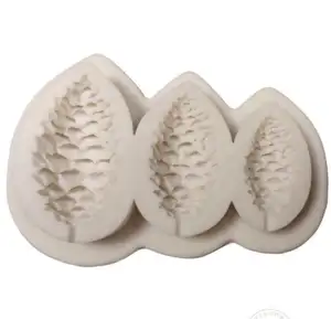 Molde de silicone para árvore de natal, cone de pinho com 3 furos, ferramentas para decoração de bolos, fondant, artesanato de açúcar, ferramenta DIY para cozinha, s96