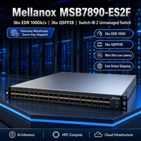 Switch Mellanox MSB7890-ES2F Asli - 2 EDR 100Gb/s 36-Port QSFP28 Managed InfiniBand Switch untuk Node Jaringan Server AI GPU