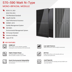 แผงโซลาร์เซลล์ NPP All Black 590W โมโนคริสตัลไลน์ PERC แบบฮาล์ฟเซลล์ 36V/40V 2 มม. ประสิทธิภาพ 22.77% ขนาด 182x91 มม. น้ำหนัก 31.5 กก. รุ่น NPP-590W-D - Product Image 4