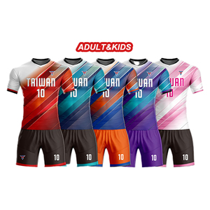 Conjunto de Camiseta de Fútbol de Talla Grande <span class=keywords><strong>con</strong></span> Logotipo Personalizado para Adultos, 100% Poliéster, Cuello en V, Sublimación, Camiseta de Fútbol Estampada - Product Image 1