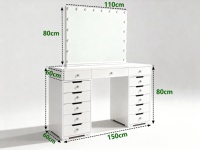 Coiffeuse de luxe moderne avec miroir LED et 13 tiroirs pour chambre à coucher