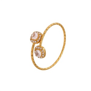 Hot Selling Customizable 5A Zircon Heart Square <b>Ring</b> Band Open Design Stainless Steel 18K Gold <b>Ring</b> for Women - Product Image 4