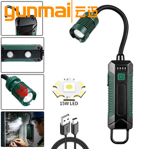 ยุนมัยไฟ LED แม่เหล็กแบบยืดหยุ่นได้ 360 องศา 15W COB ชาร์จ USB ได้สำหรับซ่อมยานยนต์ใช้กลางแจ้ง - Product Image 1