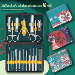 Estuche de cuero con patrón de <span class=keywords><strong>León</strong></span> profesional Juego de <span class=keywords><strong>manicura</strong></span> y pedicura Cortaúñas de acero inoxidable y herramientas de cuidado personal - Product Image 6