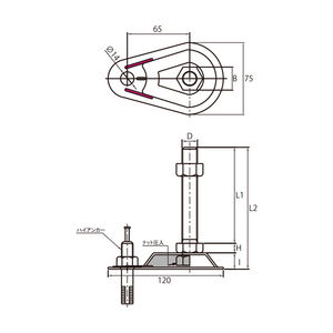 Perno de Nivelación Serie HARMONIE ARV (Anchor Rib) con Acabado Pasivado SUS, Rosca Métrica, Modelo P12 - Product Image 3