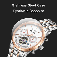 Usine source OEM/ODM, personnalisation de petits logos, boîtier en acier inoxydable 304, verre saphir, 5 ATM, montre mécanique creuse avec calendrier pour homme