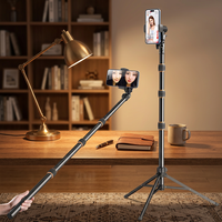 FEIXIANG B18 Aluminium Selfie Stick Statief 2.1m Verstelbare Hoogte Professionele Telefoonhouder voor Livestream Video-opnames