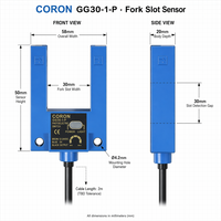 Sensor de Horquilla CORON GG30-1-P para Velocidad, Marcado y Elevación, Salida PNP 12-24VDC, Monitoreo de Colas de Atrazo y Piezas en Movimiento Rápido
