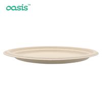 Assiettes ovales jetables en canne à sucre de 10 pouces sans PFAS, compostables, pour mariage, vaisselle sûre pour le réfrigérateur, pour restaurants, vente en gros